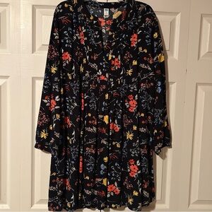 Floral Black Tunic Dress